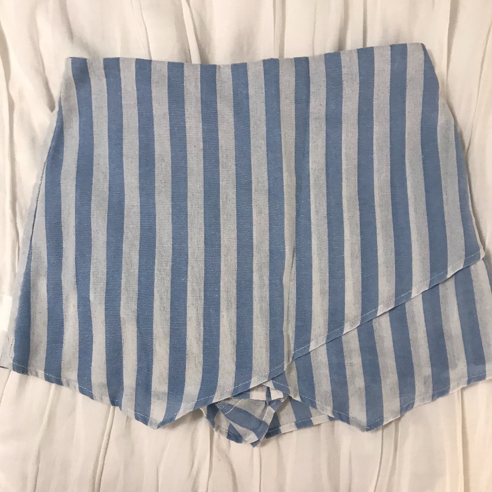 Light Blue and White Skort